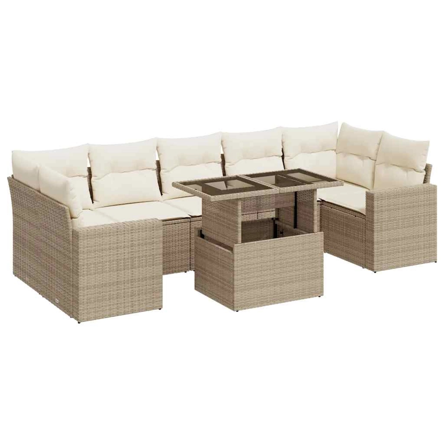 vidaXL 8-Tlg Garten-Sofagarnitur mit Kissen Beige Poly Rattan 3326279 günstig online kaufen