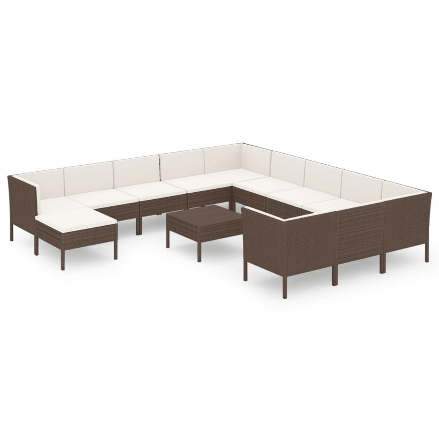 vidaXL 13-tlg Garten-Lounge-Set mit Auflagen Poly Rattan Braun