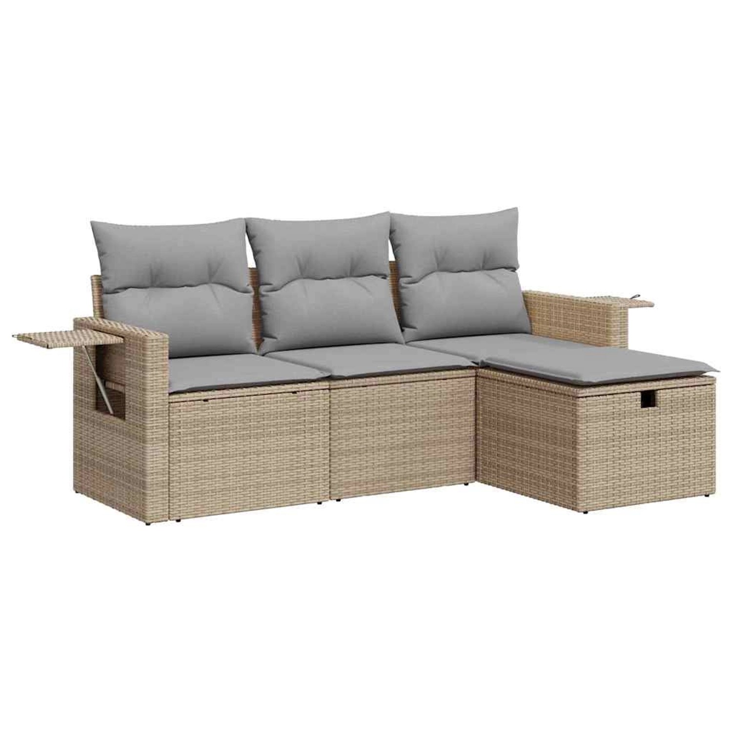 vidaXL 4-Tlg Garten-Sofagarnitur mit Kissen Beige Poly Rattan 3325455 günstig online kaufen