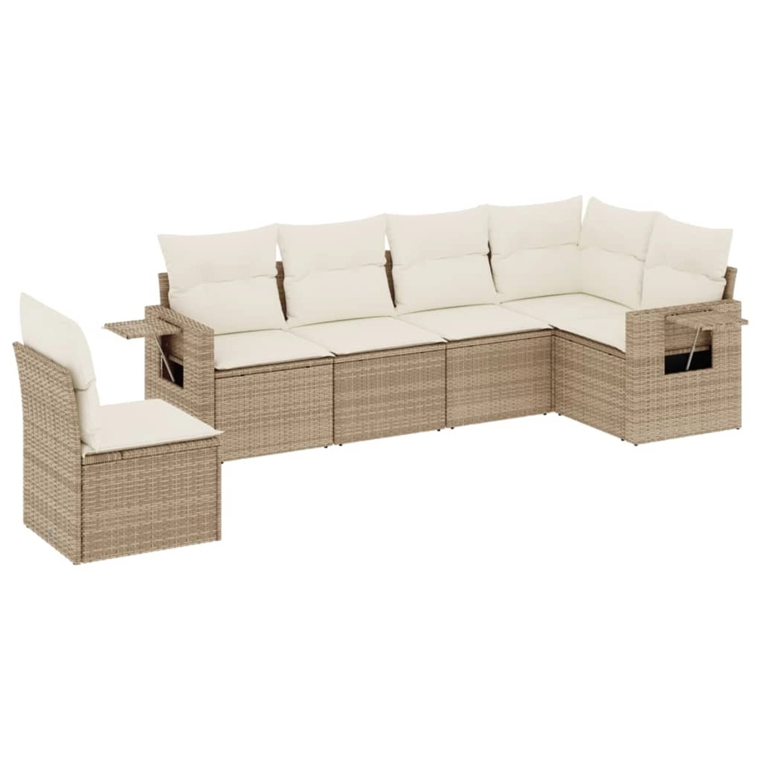 vidaXL 6-Tlg Garten-Sofagarnitur mit Kissen Beige Poly Rattan 3252565 günstig online kaufen
