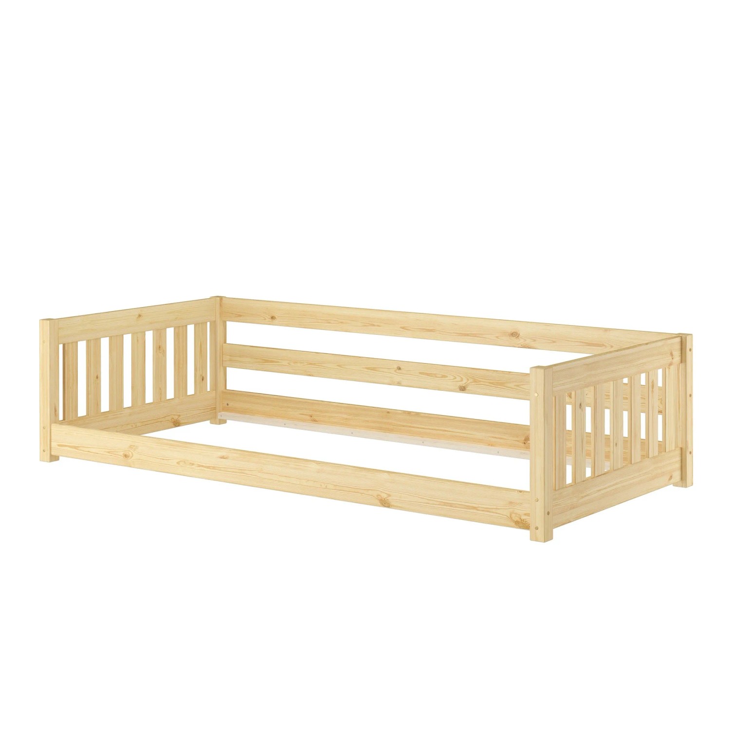 Erst-Holz Niederflurbett für Kinder mit Sicherung 90 x 200 cm Kiefer massiv Modell 28 ohne Zubehör