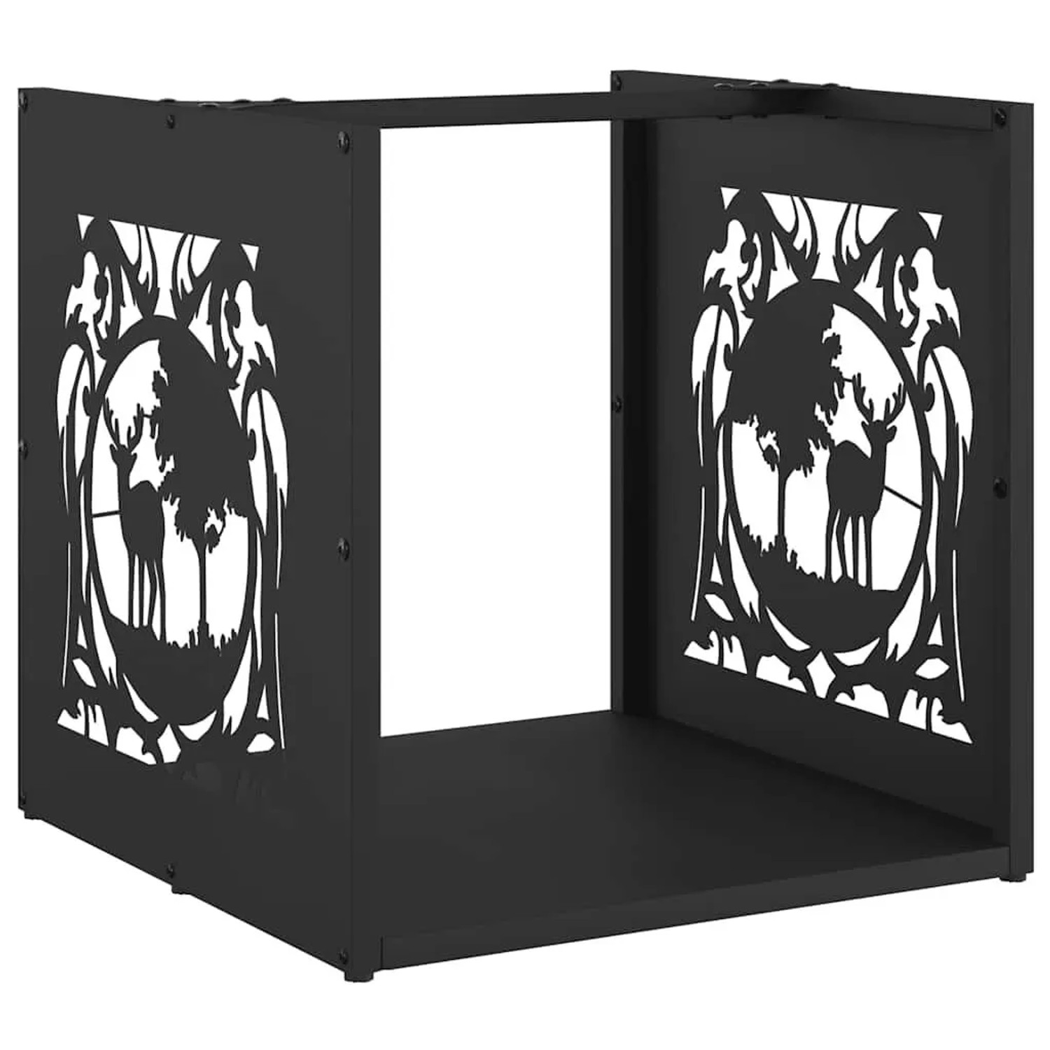 vidaXL Brennholzregal Schwarz 40x40x40 cm Kaltgewalzter Stahl 864249