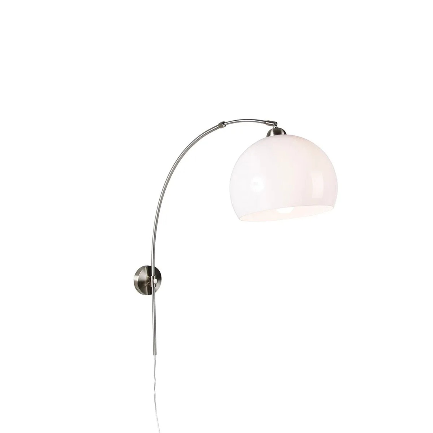 QAZQA Retro Wandbogenlampe aus Stahl mit Weißem Schirm Verstellbar