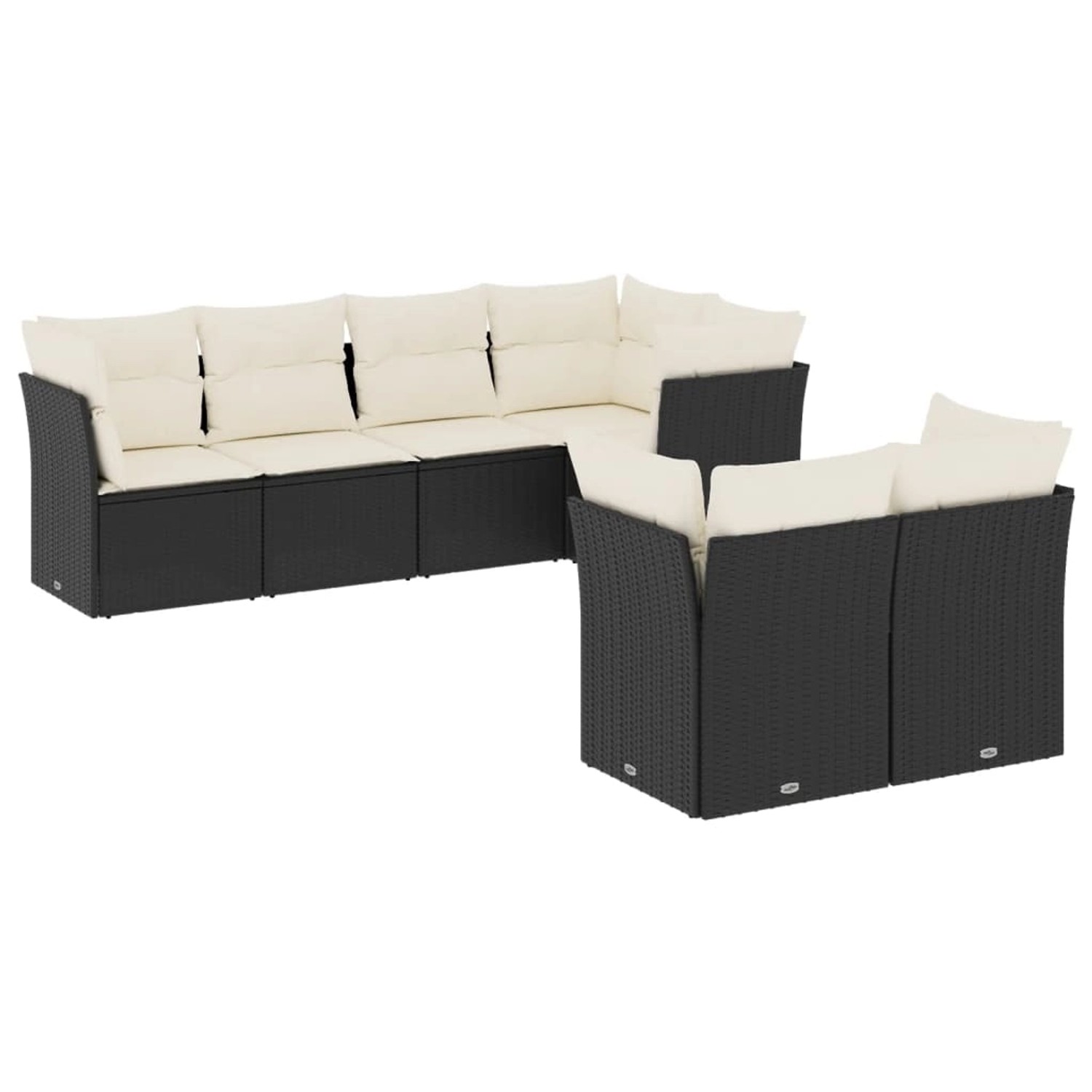 vidaXL 7-Tlg Garten-Sofagarnitur mit Kissen Schwarz Poly Rattan 3217896 günstig online kaufen