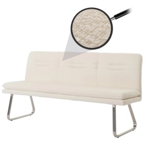 Creme BERLINLODGE Sitzbank (180cm) mit Bouclé-Bezug und Edelstahlfüßen.