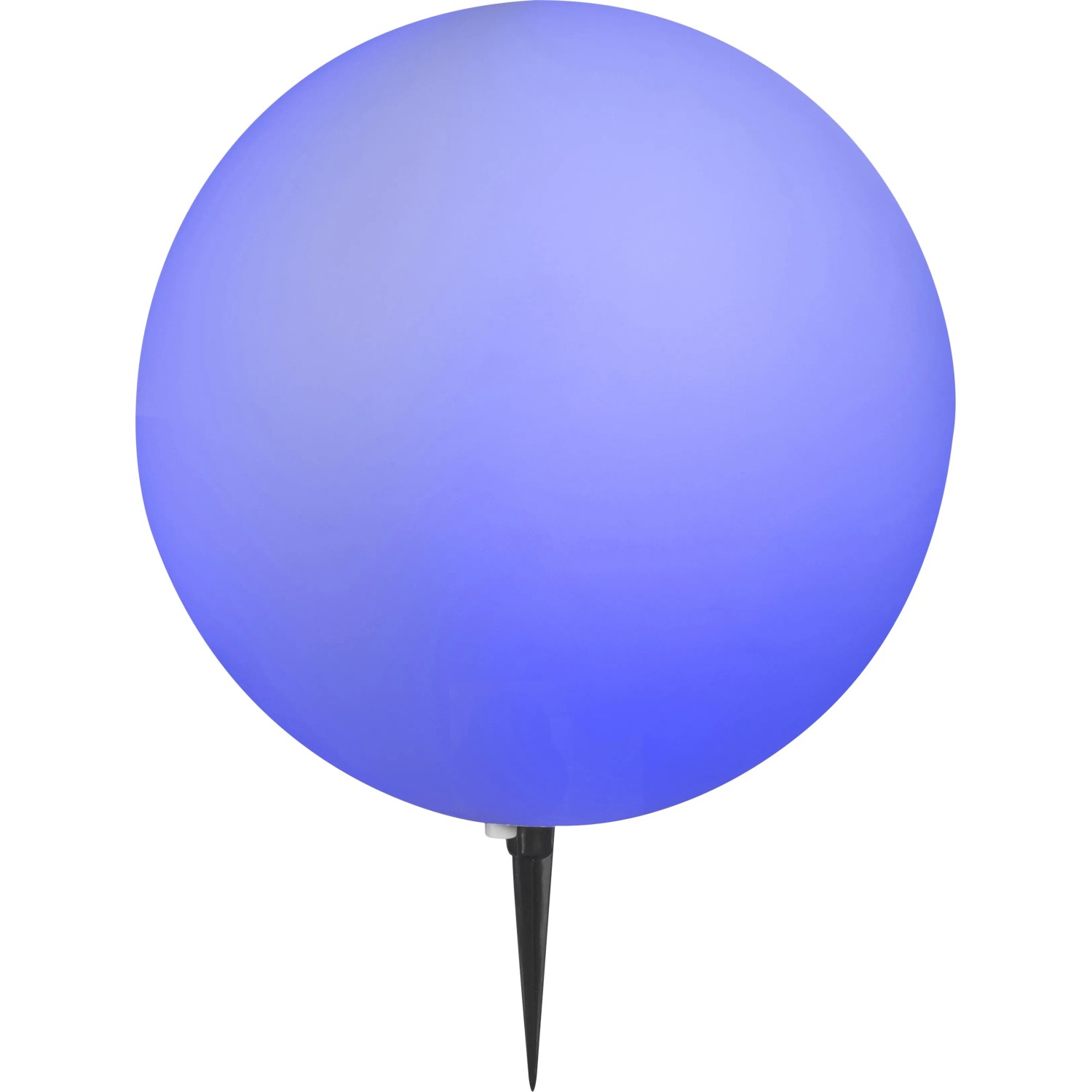 Weiße Globo TOULA Außen-Kugelleuchte mit Erdspieß, ein Gartenstrahler aus Kunststoff.