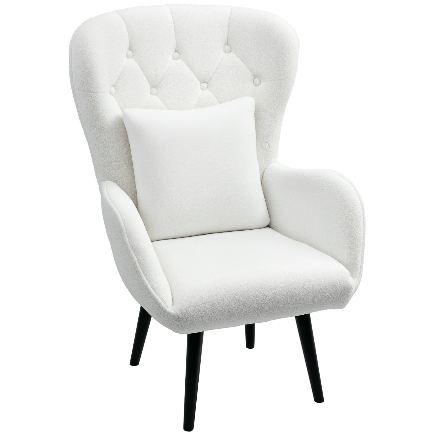 HOMCOM Sessel mit Holzbeine Polyester Weiß 88L x 75B x 106H cm günstig online kaufen