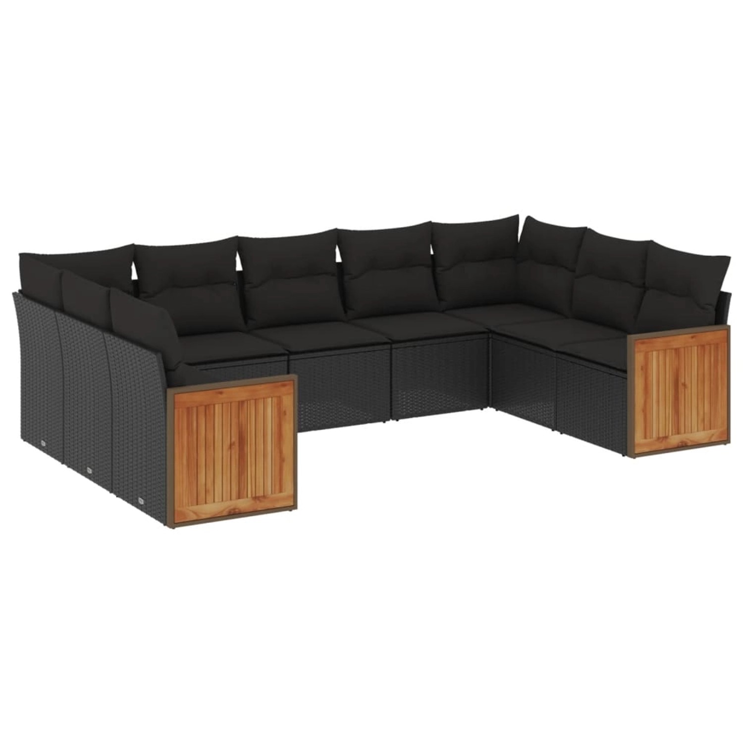 vidaXL 9-Tlg Garten-Sofagarnitur mit Kissen Schwarz Poly Rattan 3227952 günstig online kaufen