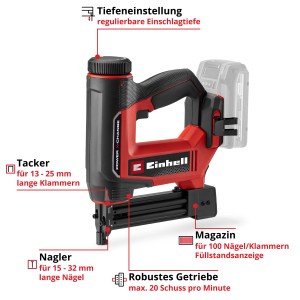 Einhell Akku-Nagler TE-CN 18/32 Li - Solo