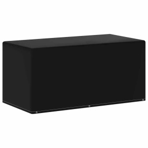 Schwarze rechteckige Gartenmöbel-Abdeckung aus PE mit 6 Ösen. Strapazierfähige Schutzhülle 160x80x75 cm.