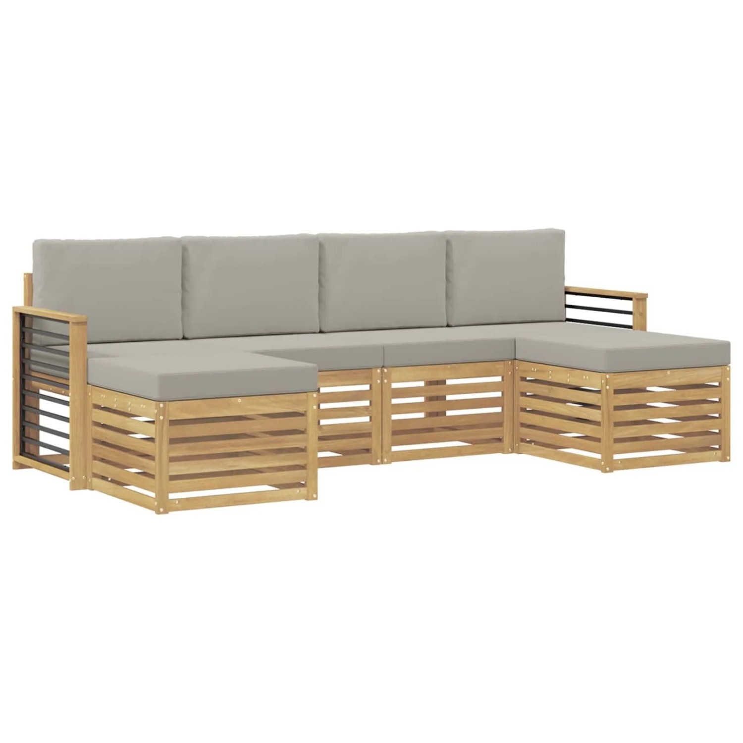 vidaXL Sofagarnituren 6 Stk Weiß und Hellgrau 249 x 122,5 x 73 cm 3392286