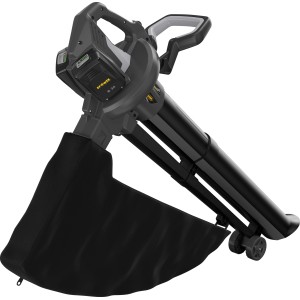 Alpina Akku-Laubsauger AVS 20 Li mit Akku und Fangsack. Laubbläser in Grau und Schwarz.