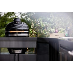 MyOutdoorKitchen Kamado Modul Black Collection. Schwarze Outdoorküche mit Kamado Grill.
