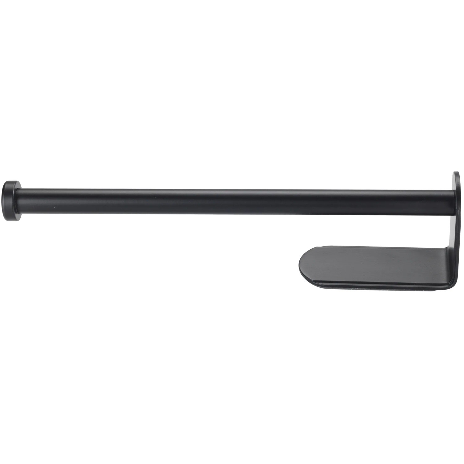 Schwarzer, selbstklebender Wenko Küchenrollenhalter Nio aus Aluminium, 27,5 cm breit.