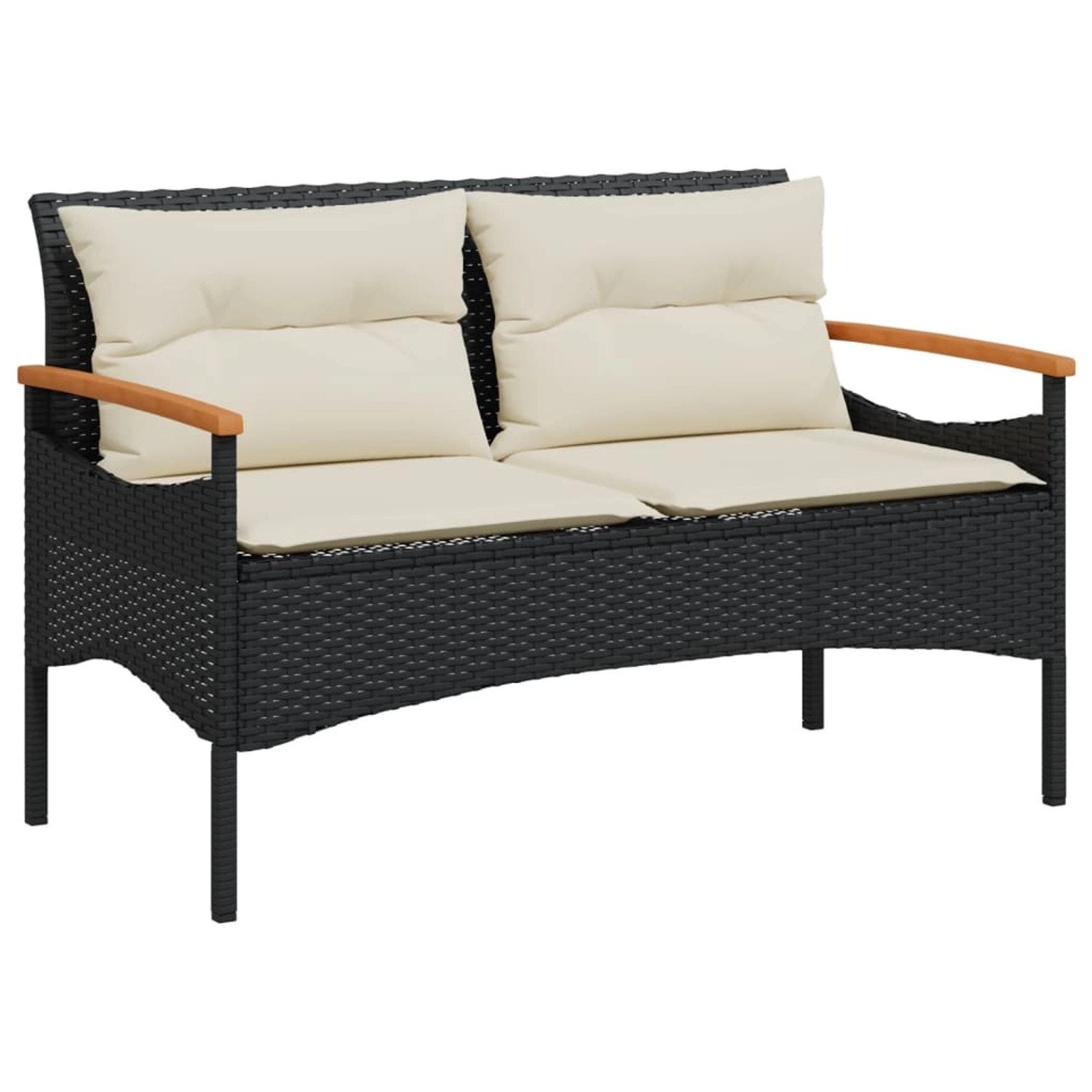 furnicato Gartenbank mit Kissen 116x62,5x74 cm Schwarz Poly Rattan günstig online kaufen