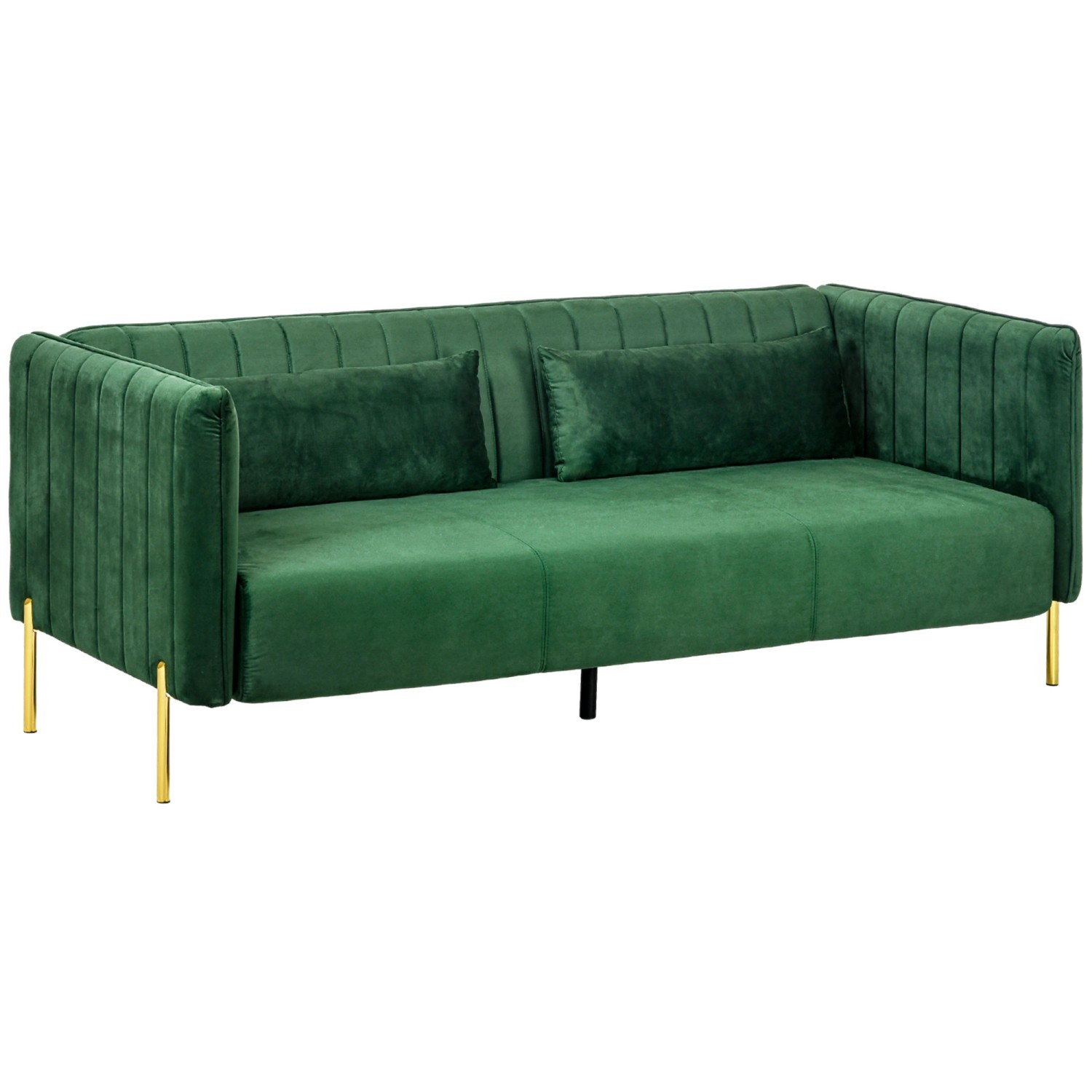 HOMCOM 3 Sitzer Sofa mit 2 Sitzkissen Armlehne Samt-Optik 200 x 88 x 76 cm