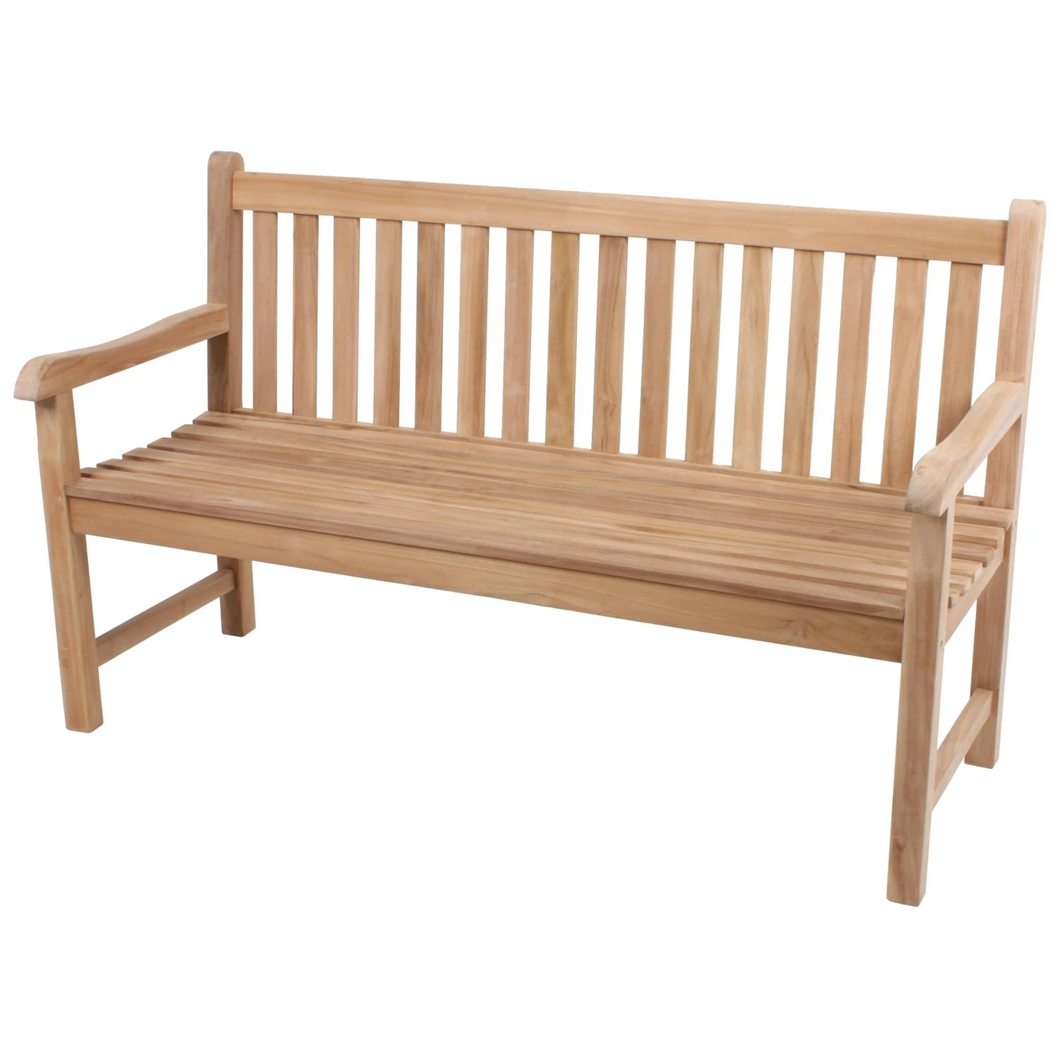 DELUKE Gartenbank MARCEL 3-Sitzer 150cm Breit Teak Hellbraun Terrassenbank Wetterfest Sitzbank Outdoor Bank