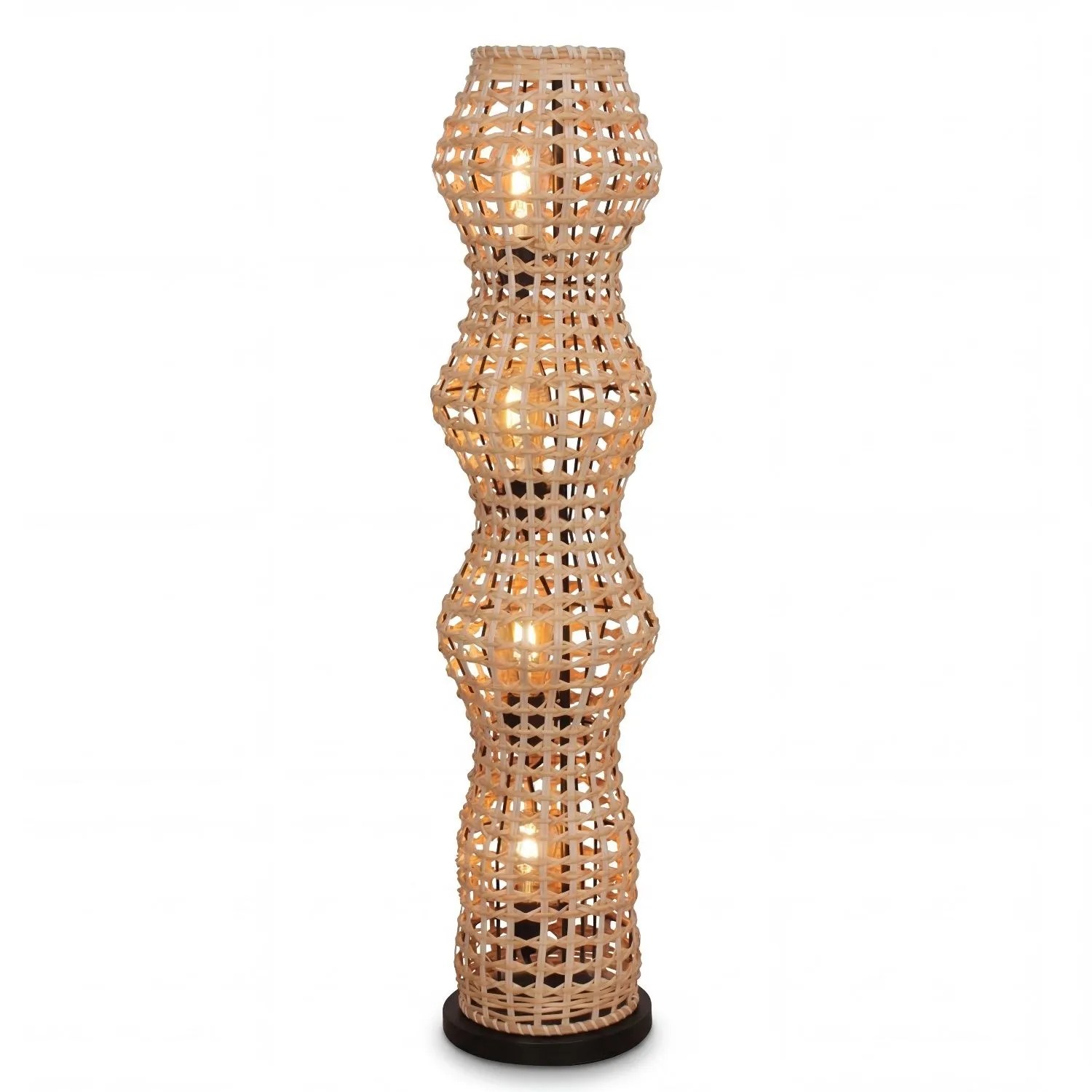 Licht-Erlebnisse Stehlampe Korbschirm 111 CM Rattan E27 4-Flammig Boho Modern