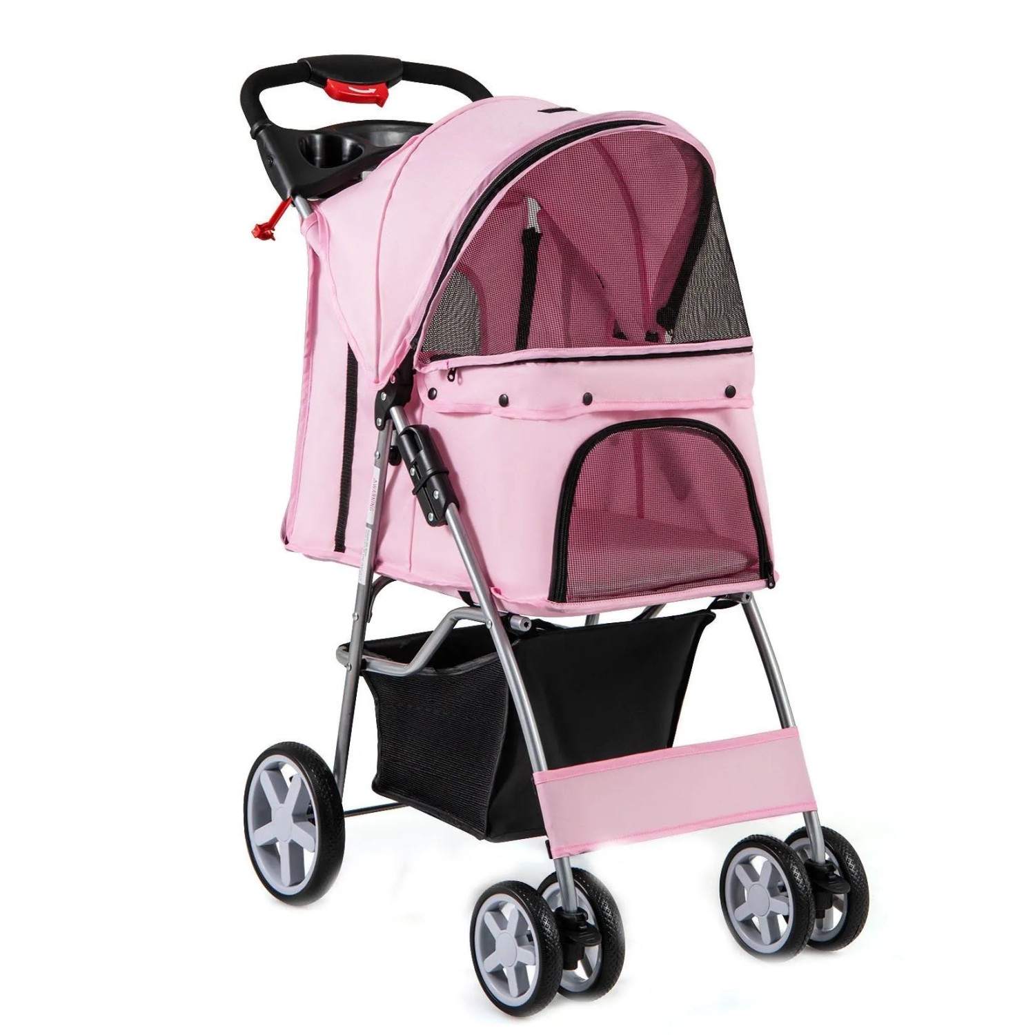 Costway Hundewagen Haustiere Buggy Bis 15 kg Pink