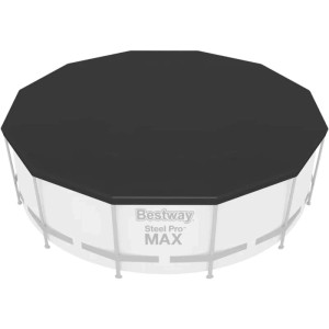 Bestway Pool-Abdeckplane Standard Ø 366 cm, schwarze Poolabdeckung auf Pool