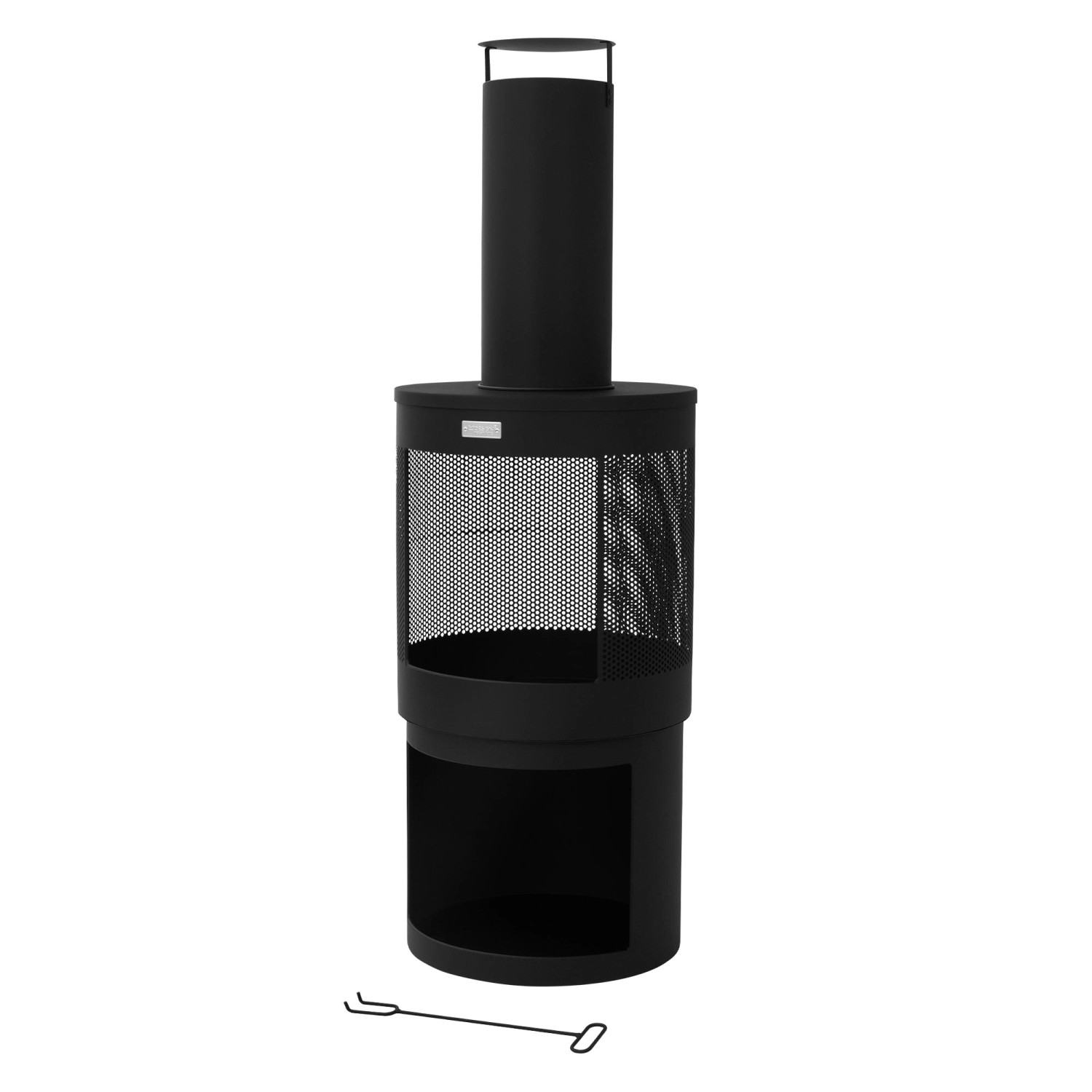 Ml-Design Gartenkamin mit Schornstein 131x45 cm Schwarz Stahl Outdoor günstig online kaufen