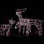 Drei leuchtende LED-Rentiere in Warmweiß als Weihnachtsdekoration für Garten und Balkon.