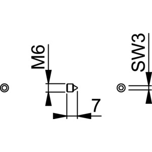 Technische Zeichnung AnsaPro Innensechskant Schraube M6x7, Detailansicht für Türbeschläge.