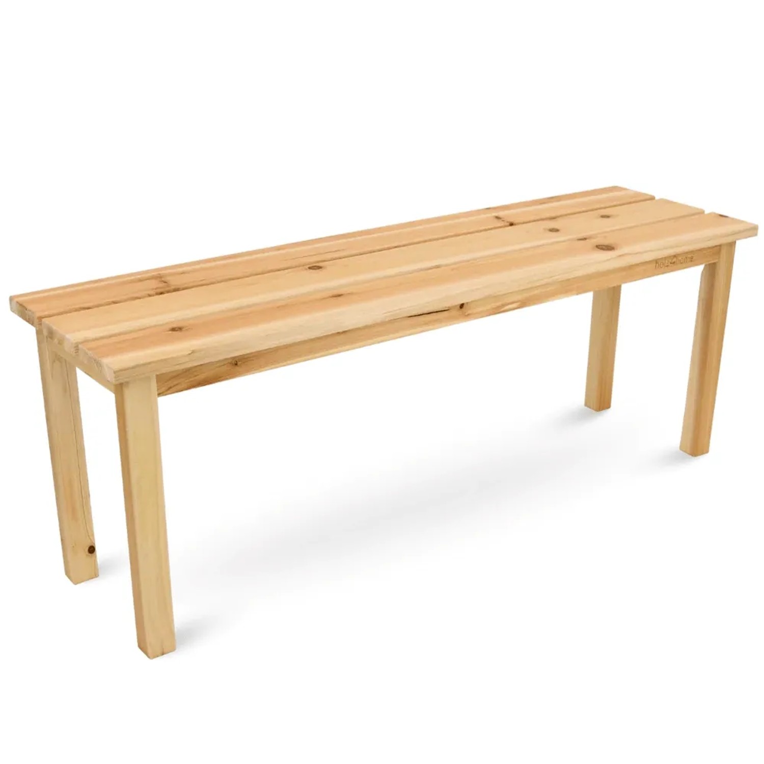 DELUKE Gartenbank Wetterfest Holz LYDIA 3 Sitzer Ohne Lehne 118cm Sitzbank Garten Massivholz Holzbank Outdoor Natur