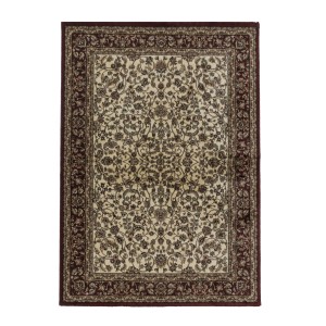 Ayyildiz Orientteppich Kashmir, creme, 120x170 cm, mit floralem Muster und bordeauxfarbenem Rand.
