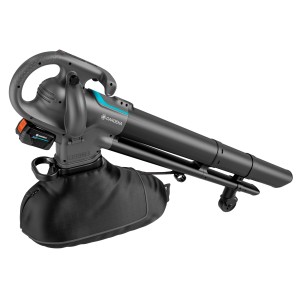 Gardena Akku-Laubsauger/-bläser PowerJetCollect mit Akku und Fangsack.