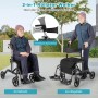 Costway Rollator, faltbar, schwarz, 2-in-1 Rollstuhl und Gehhilfe mit Sitz.