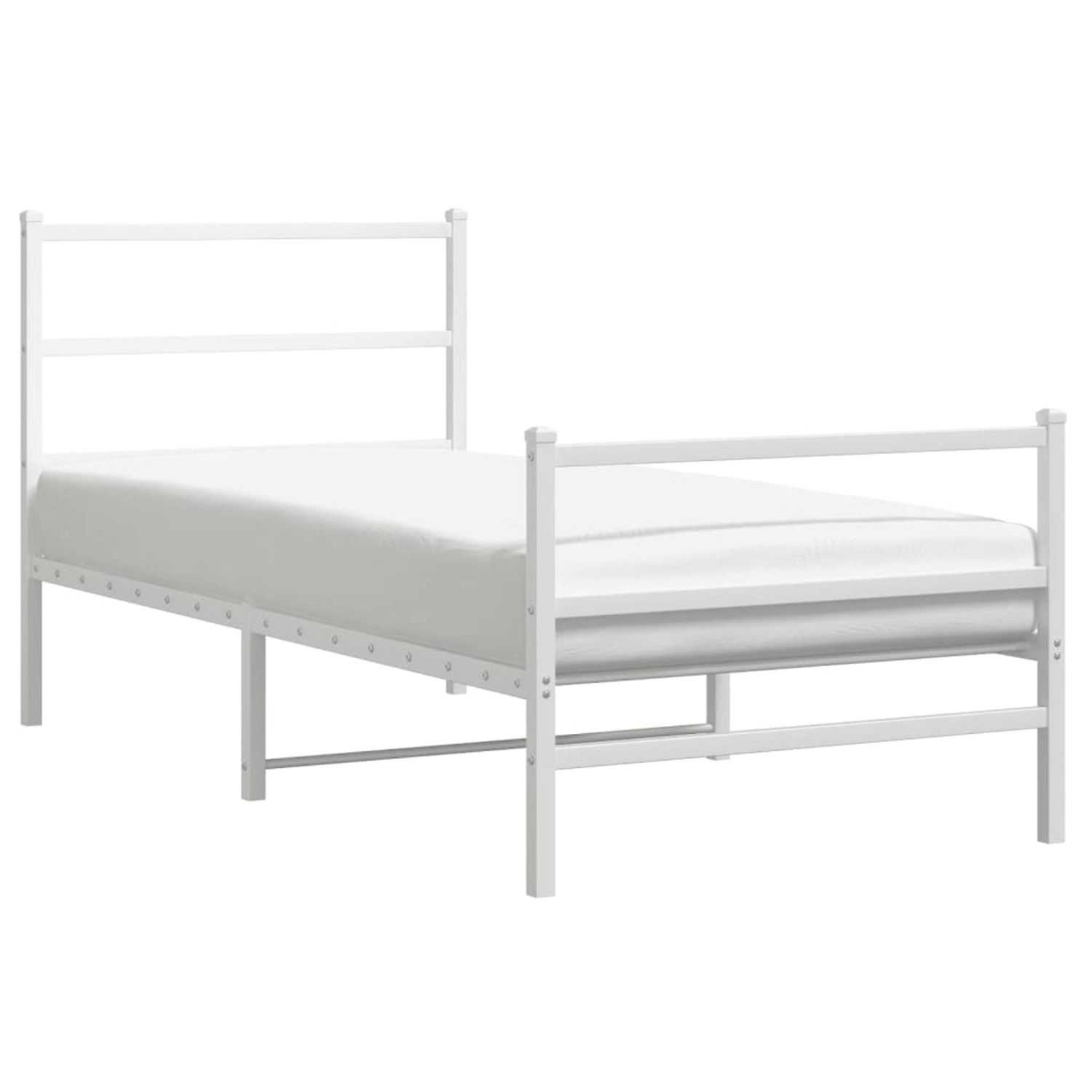 vidaXL Bettgestell mit Kopf- und Fußteil Metall Weiß 90x190 cm 355424 günstig online kaufen