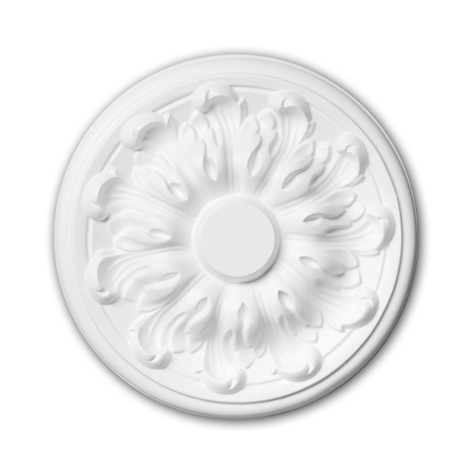 PROFHOME 156010 RoSette aus Polyurethan DeckenroSette Zierelement 19,3 cm 19,3 cm x 3,4 cm Weiß