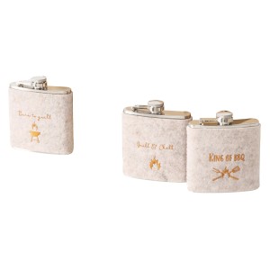 Boltze BBQ Trinkflaschen, 3-fach sortiert, grau, mit Grillmotiven. Dekorative Figuren.