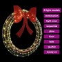vidaXL Kranz mit LEDs, warmweiß, 120 cm, mit roter Schleife. Weihnachtsdeko für Innen und Außen.