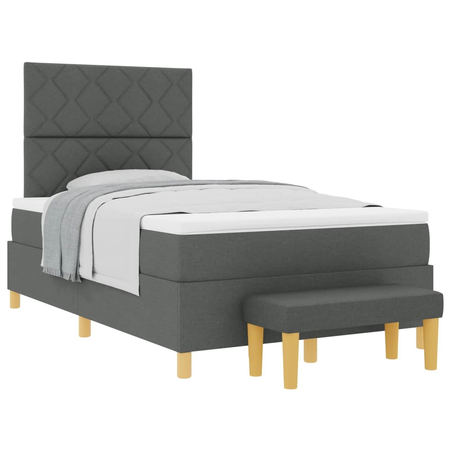 vidaXL Boxspringbett mit Matratze Dunkelgrau 120 x 200 cm Stoff 3344367