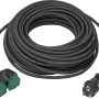 Schwarze Gummiverlängerung mit Stecker, 20 m, für den Außenbereich.