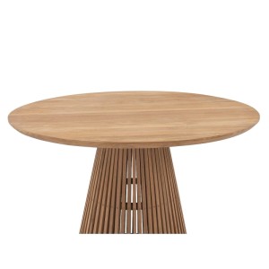Ovaler Vente-unique Gartentisch Triani aus hellem Teakholz, 120 cm, mit Lattenfuß für 4 Personen. Zeitloses Design.
