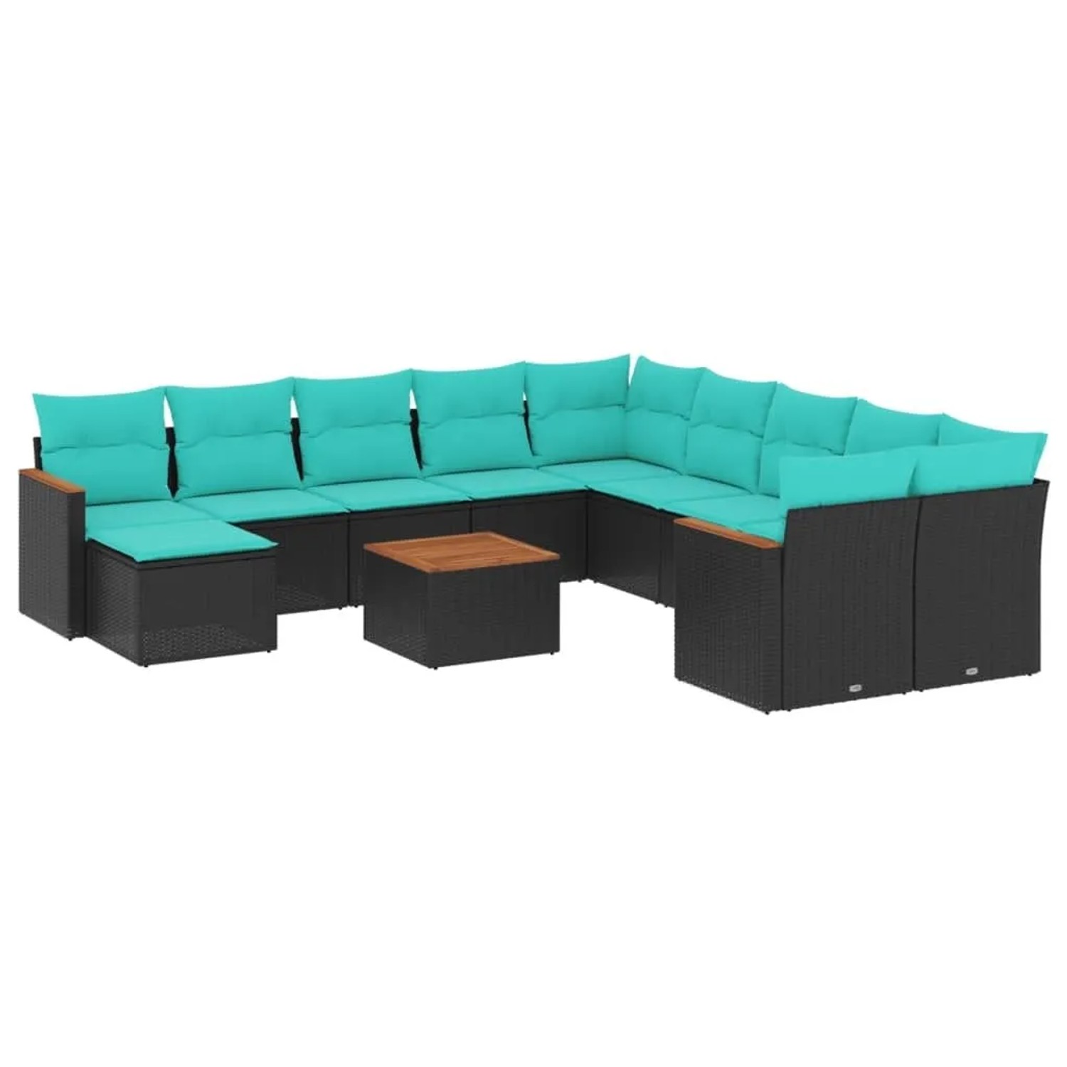vidaXL 12-Tlg Gartensofa-Set mit Kissen Schwarz Polyrattan 3226575 günstig online kaufen