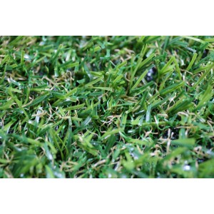 Detailaufnahme der Kunstrasen-Matte Barcelona, 200x100 cm, mit grünen und beigen Fasern.