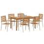 Beige vidaXL Garten Essgruppe, 7-teilig, Poly Rattan, mit Tisch und 6 Stühlen.