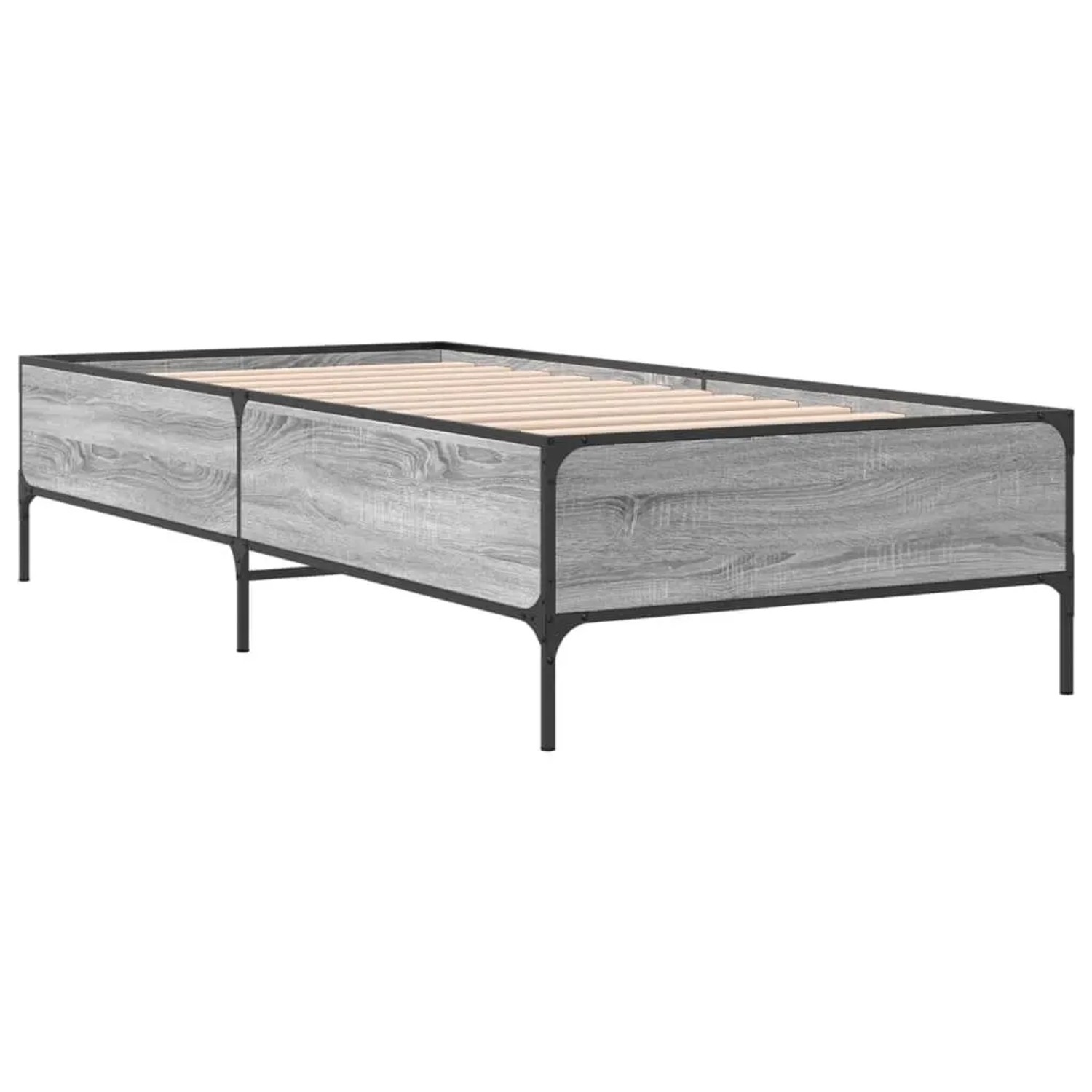 vidaXL Bettgestell Grau Sonoma 90x190 cm Holzwerkstoff und Metall 844989 günstig online kaufen