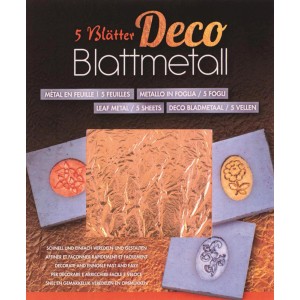 Glorex Blattmetall, kupferfarben, 5 Blatt (14x14cm) zum Basteln und Dekorieren.