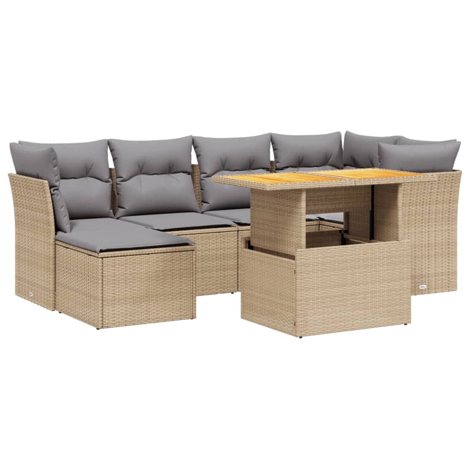 vidaXL 7-tlg Garten-Sofagarnitur mit Kissen Beige Poly Rattan Modell 414 günstig online kaufen