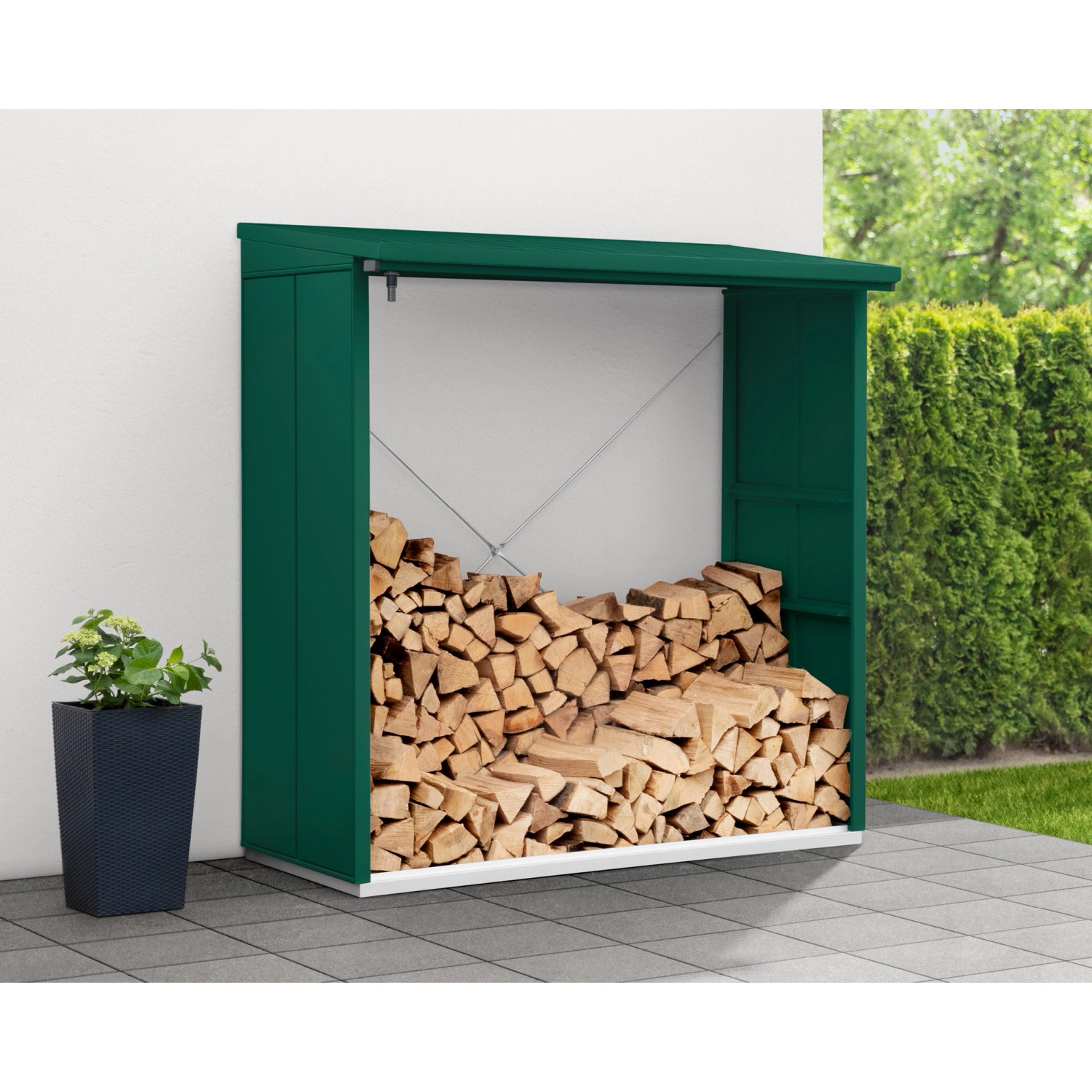 EcoStar Kaminholzregal Elegant-V Typ 2 aus Metall RAL6005 Moosgrün