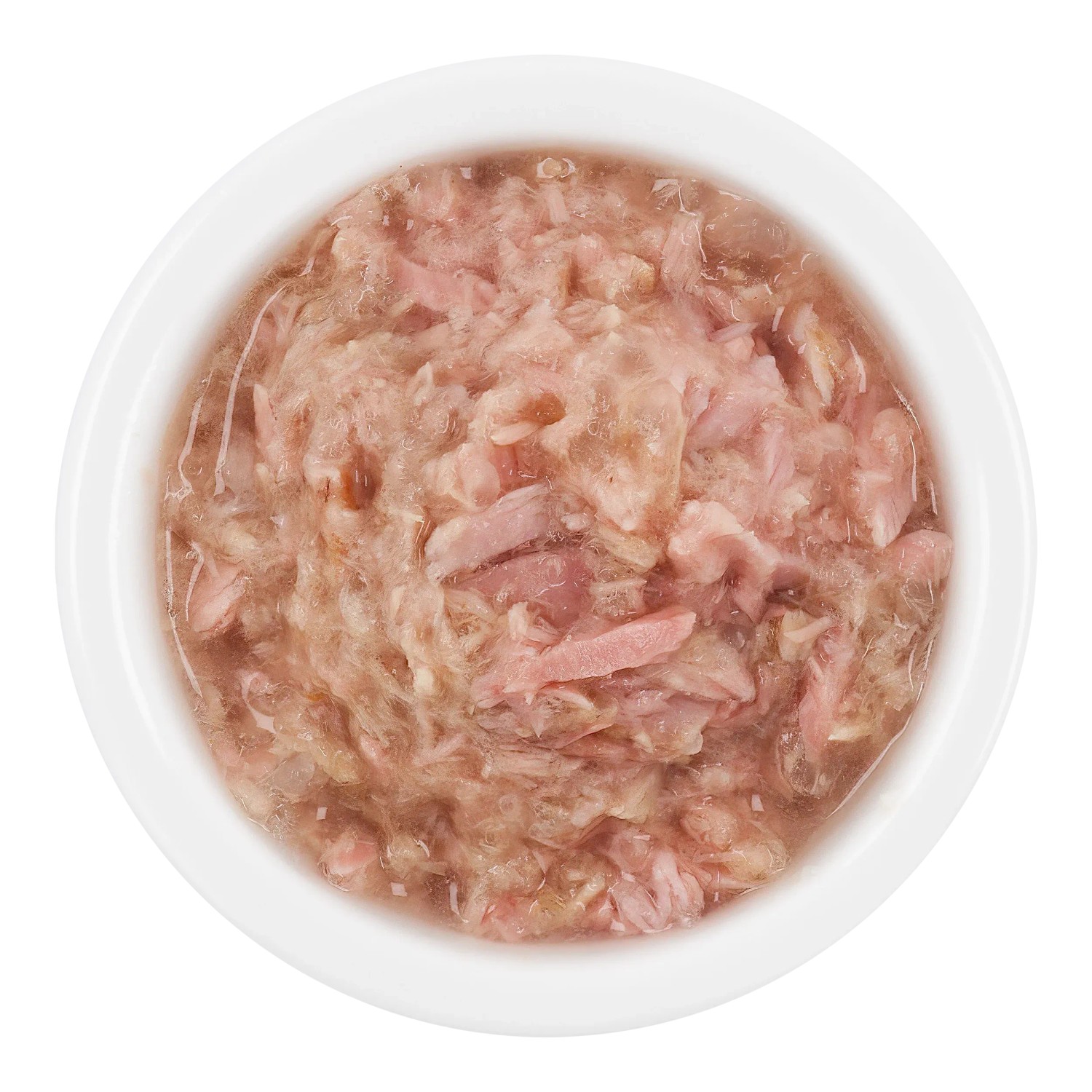 Lucky Lou Katzen-Nassfutter Thunfisch in Jelly, serviert in weißer Schale.