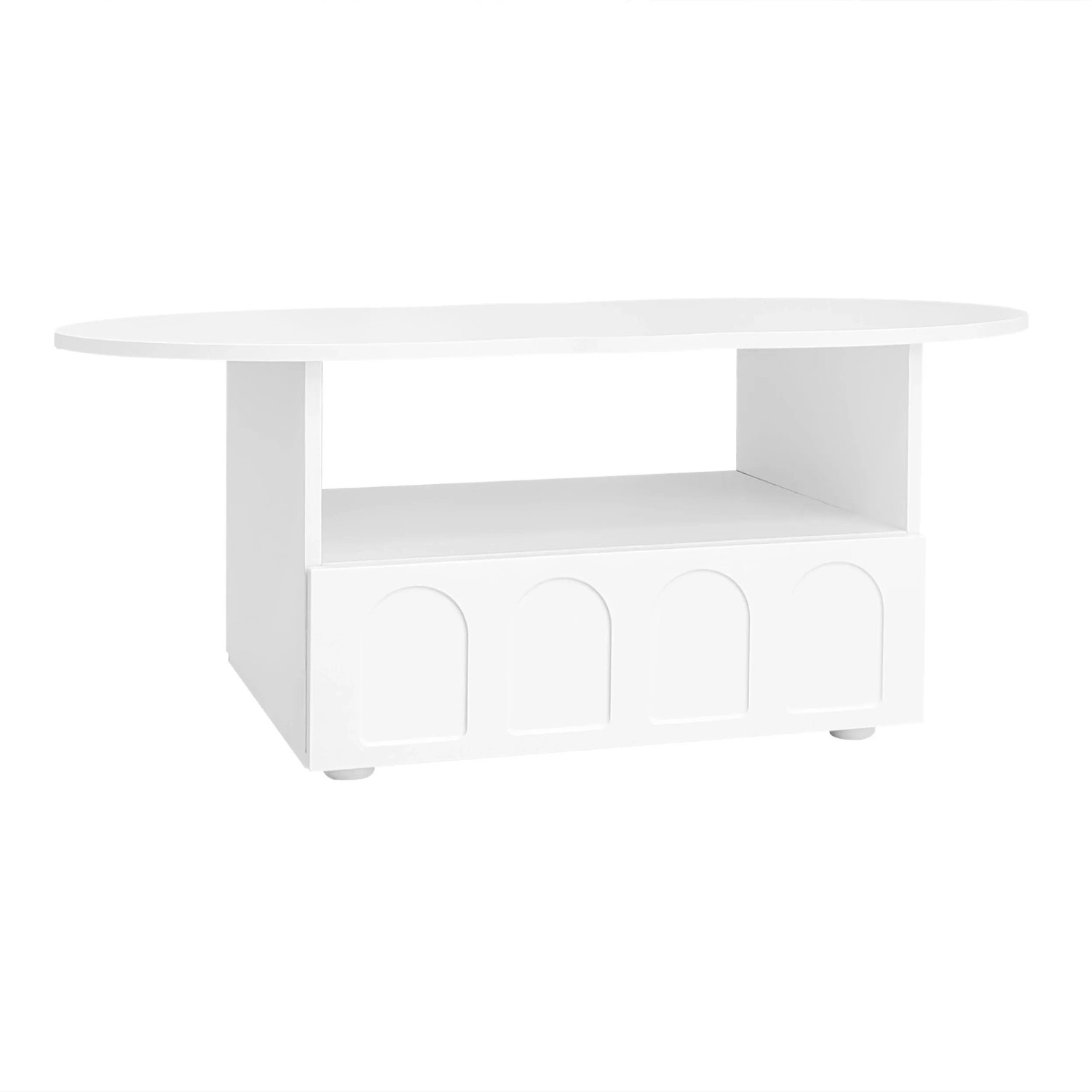 Okwish Couchtisch Wolkenförmig Mit Schubladen Und Ablagefächern 100 × 60 Cm Weiß