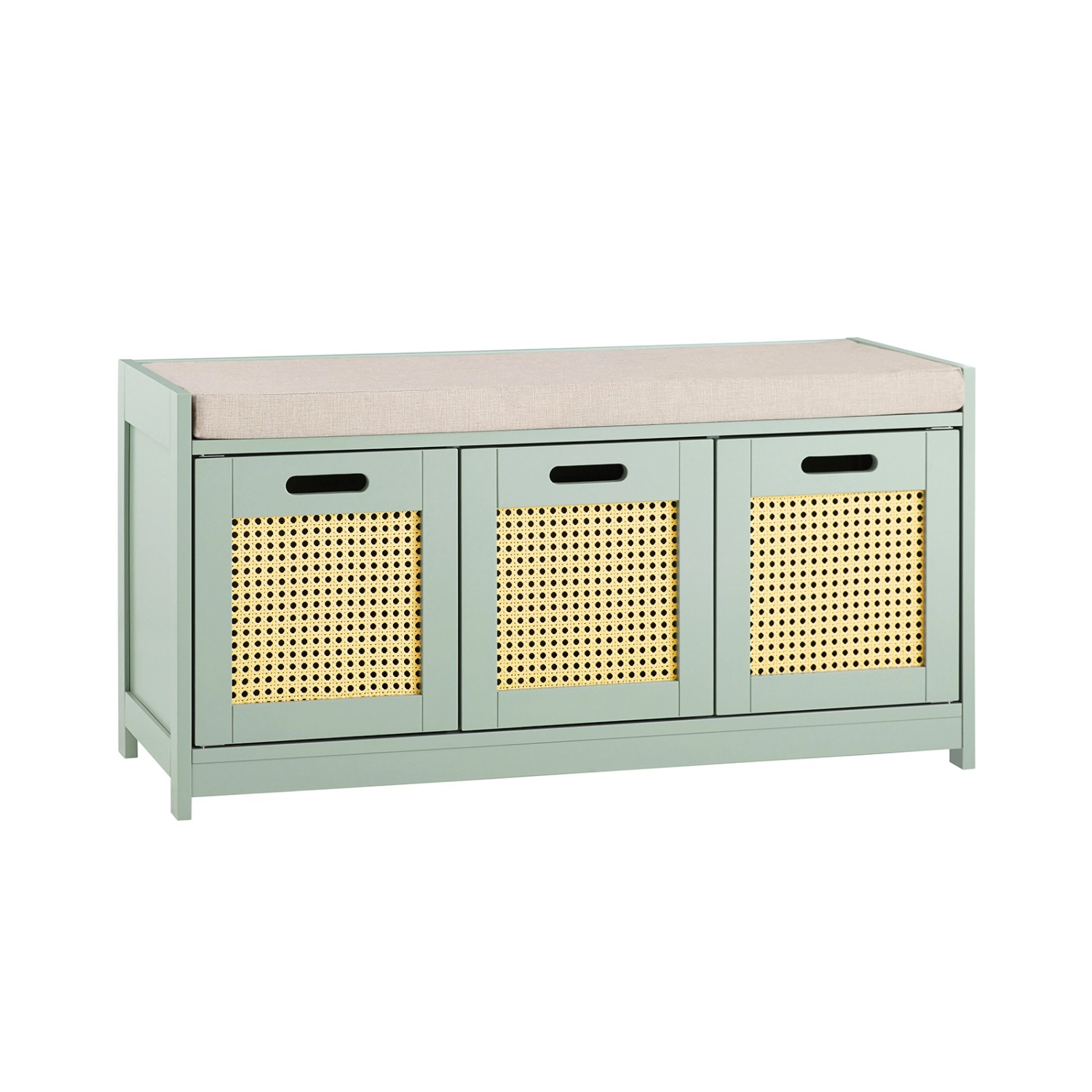 SoBuy Sitzbank Schuhbank mit 2 Türen und einem Korb Dielenbank Grün FSR182-GR