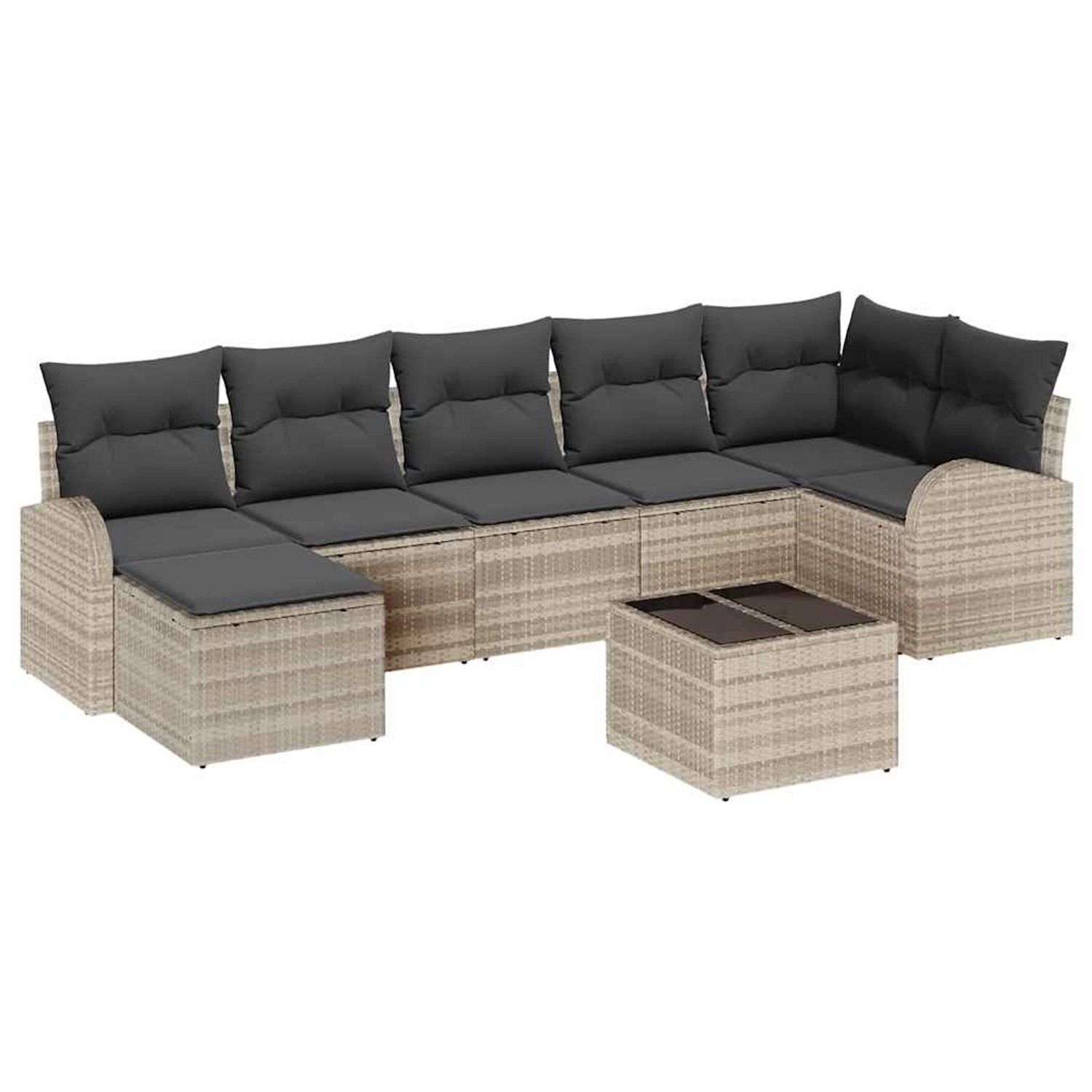 vidaXL Garten-Sofa-Set mit Kissen 8-Tlg Hellgrau Poly Rattan 3346142 günstig online kaufen