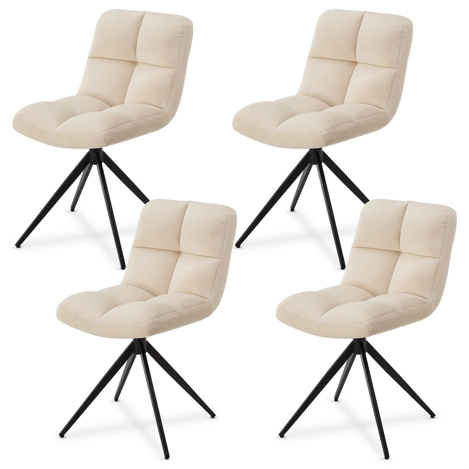 Juskys Drehstuhl Dallas 4er Set Samt Beige günstig online kaufen